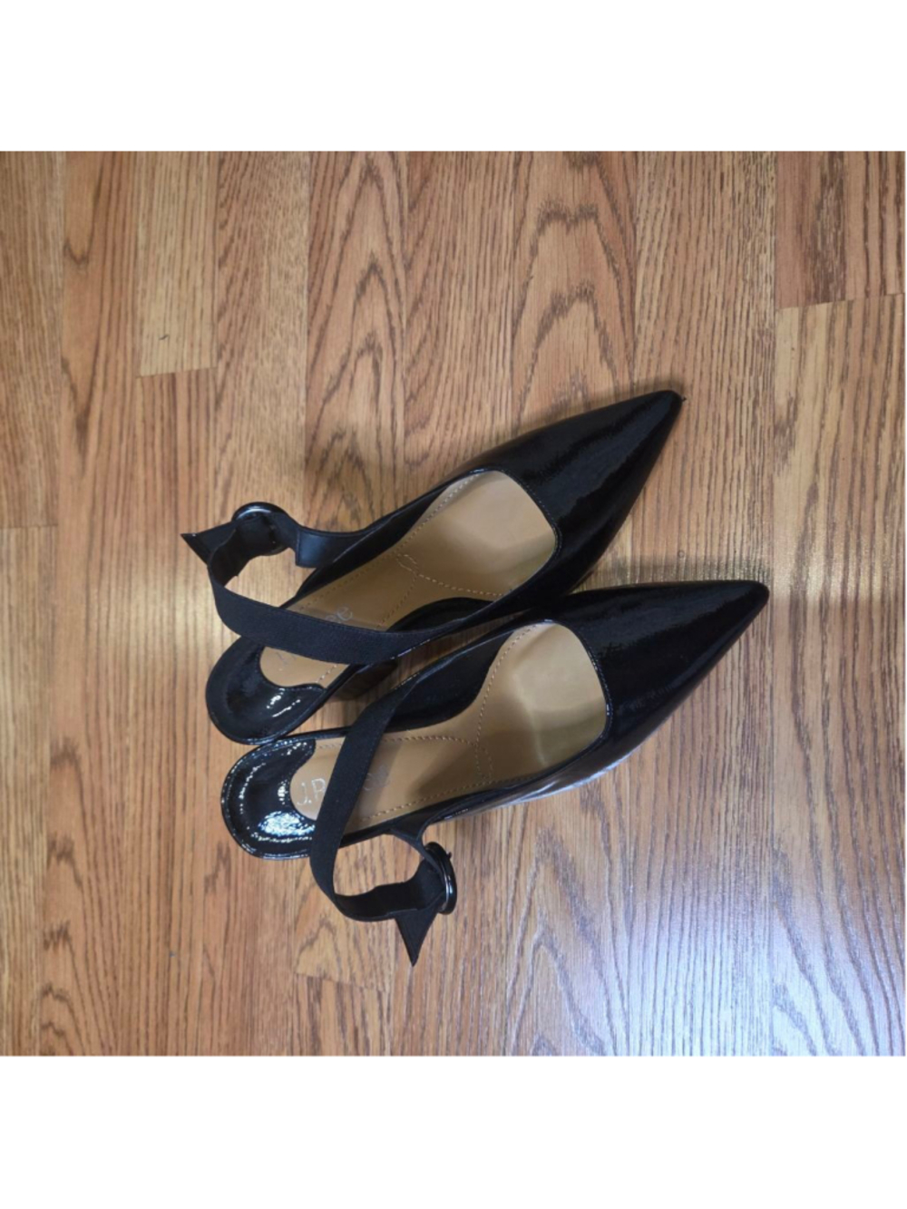 J. Renee Black Patent Leather Slingback Heels Size 9